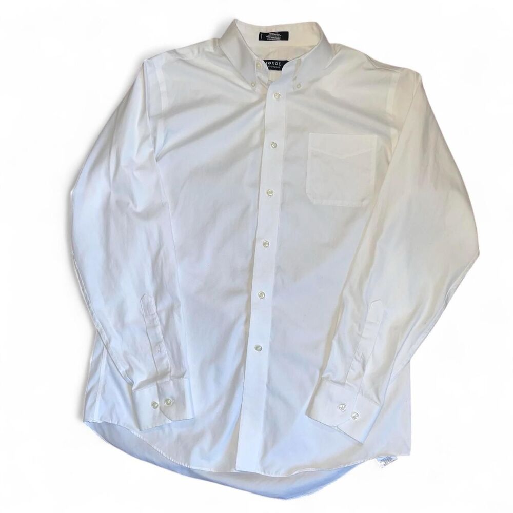 George Men's White Dress Shirt SZ L 15 1/2 34 35